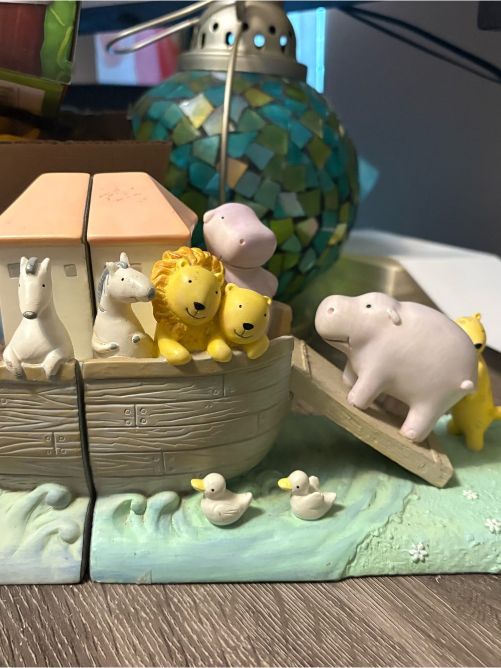 Vintage Noah's Ark Animal  - Pastel Multi-Color bookends by Michaels.